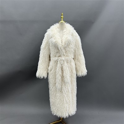 Cappotto lungo in pelliccia sintetica bianca da donna